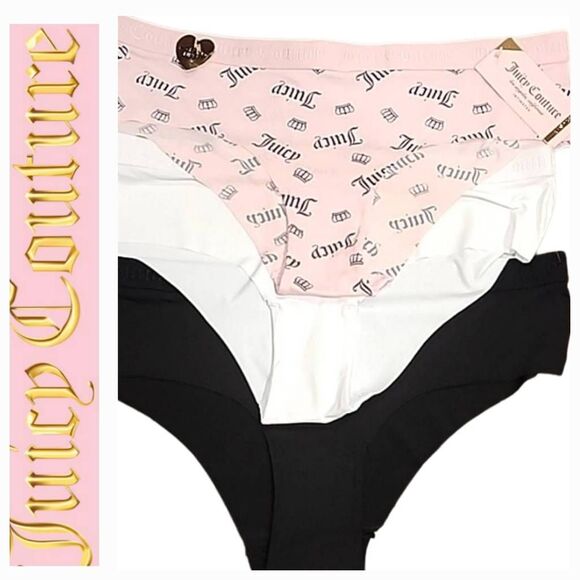 Juicy Couture 3-Pack Seamless Logo Crown/Solid Hip Huggers - Picture 1 of 5